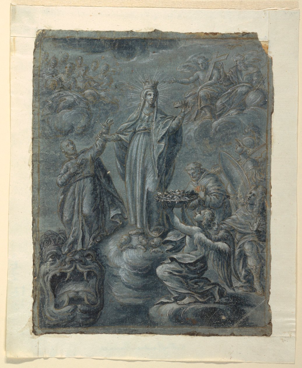 Tegning, recto: Jomfruens kroning, ca. 1630 af Belisario Corenzio