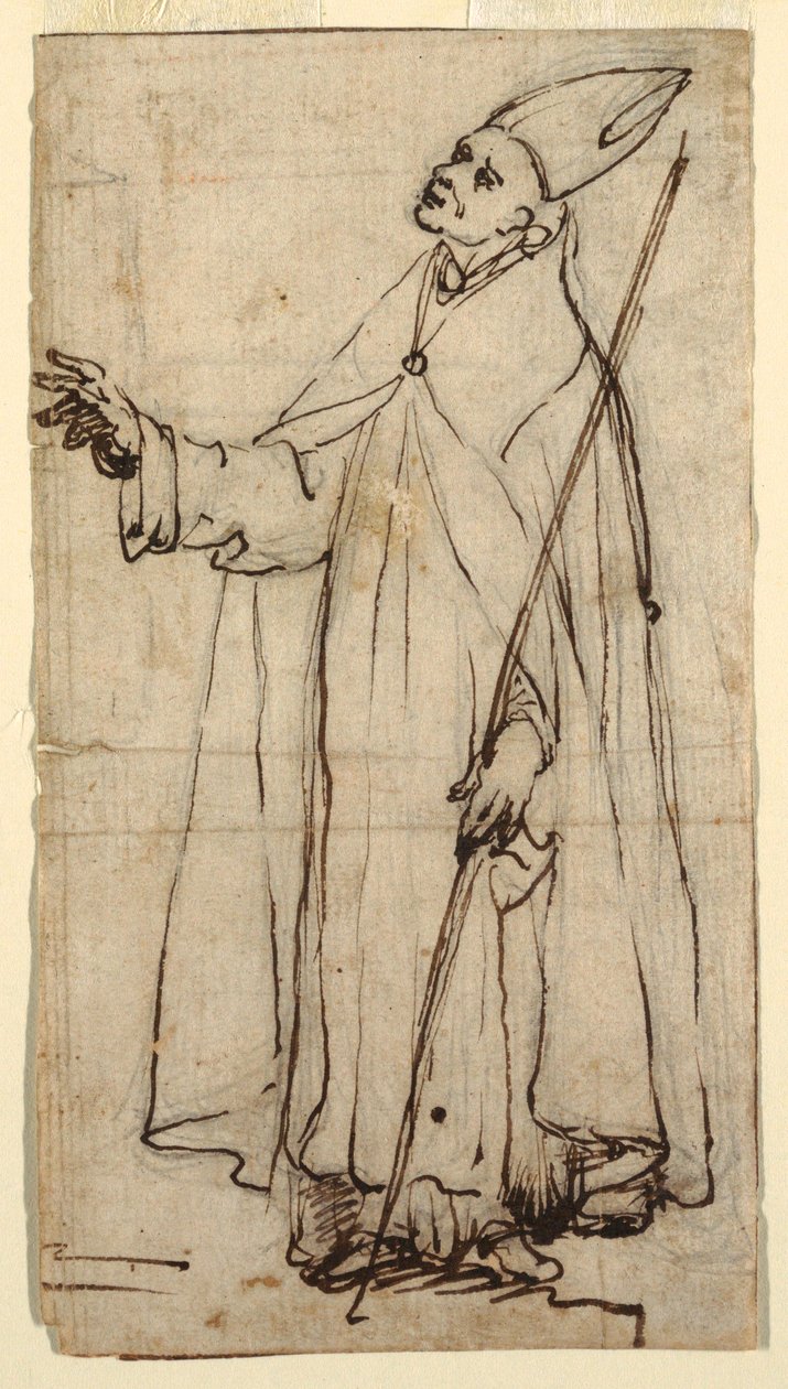 Tegning, stående biskop, ca. 1620 af Belisario Corenzio
