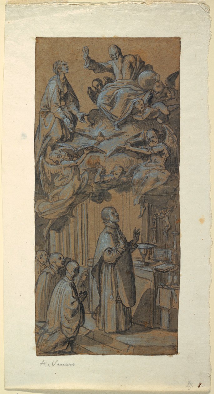Tegning, Vision under en messe, ca. 1630 af Belisario Corenzio