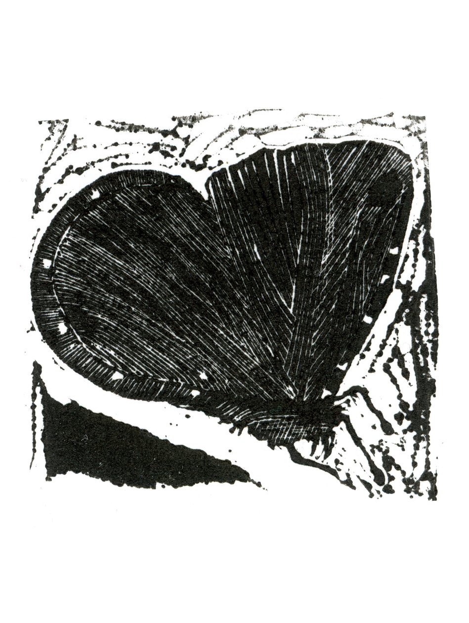 Dark Moth, 2013 (trægravering på papir) af Bella Larsson