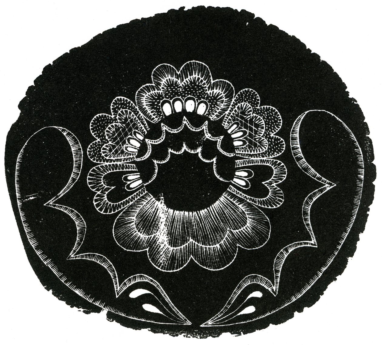 Skandinavisk folkebroderi, 2013 (trægravering på papir) af Bella Larsson