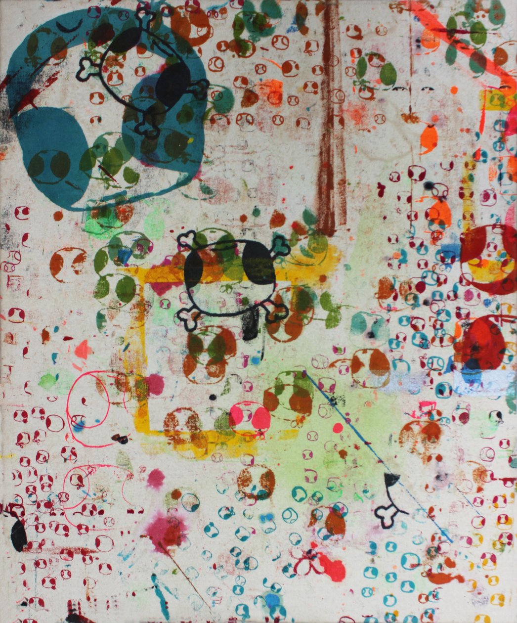 Story Telling, 2007 (screen print på råt lærred) af Bella Larsson