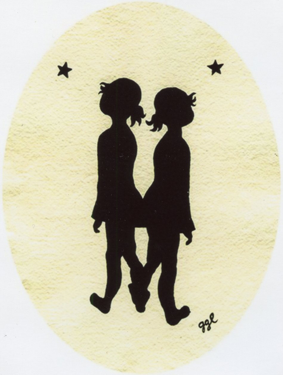 Twin Stars, 2009, blæk på papir af Bella Larsson