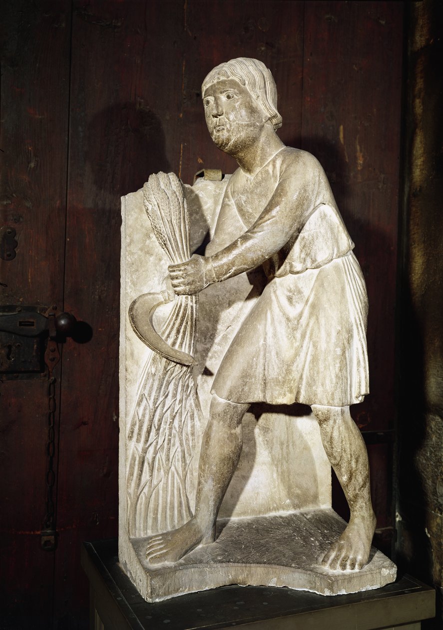 Reaper: juni fra en statueret kalender over Månedens Laboratories, ca. 1200 af Benedetto Antelami