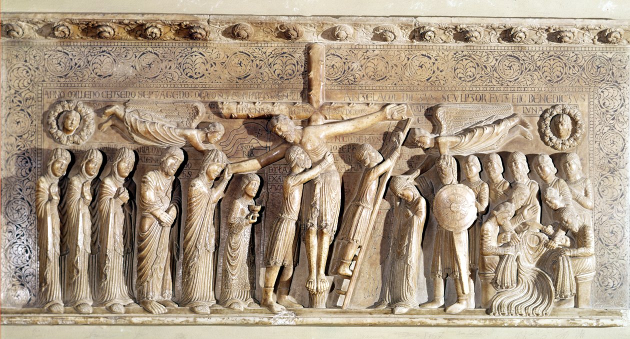 Reliefpanel, der viser aflejringen, 1178 (marmor) af Benedetto Antelami