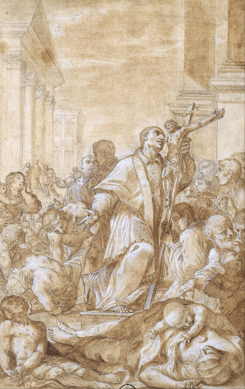 Saint Carlo Borromeo blandt pestliderne af Benedetto Luti