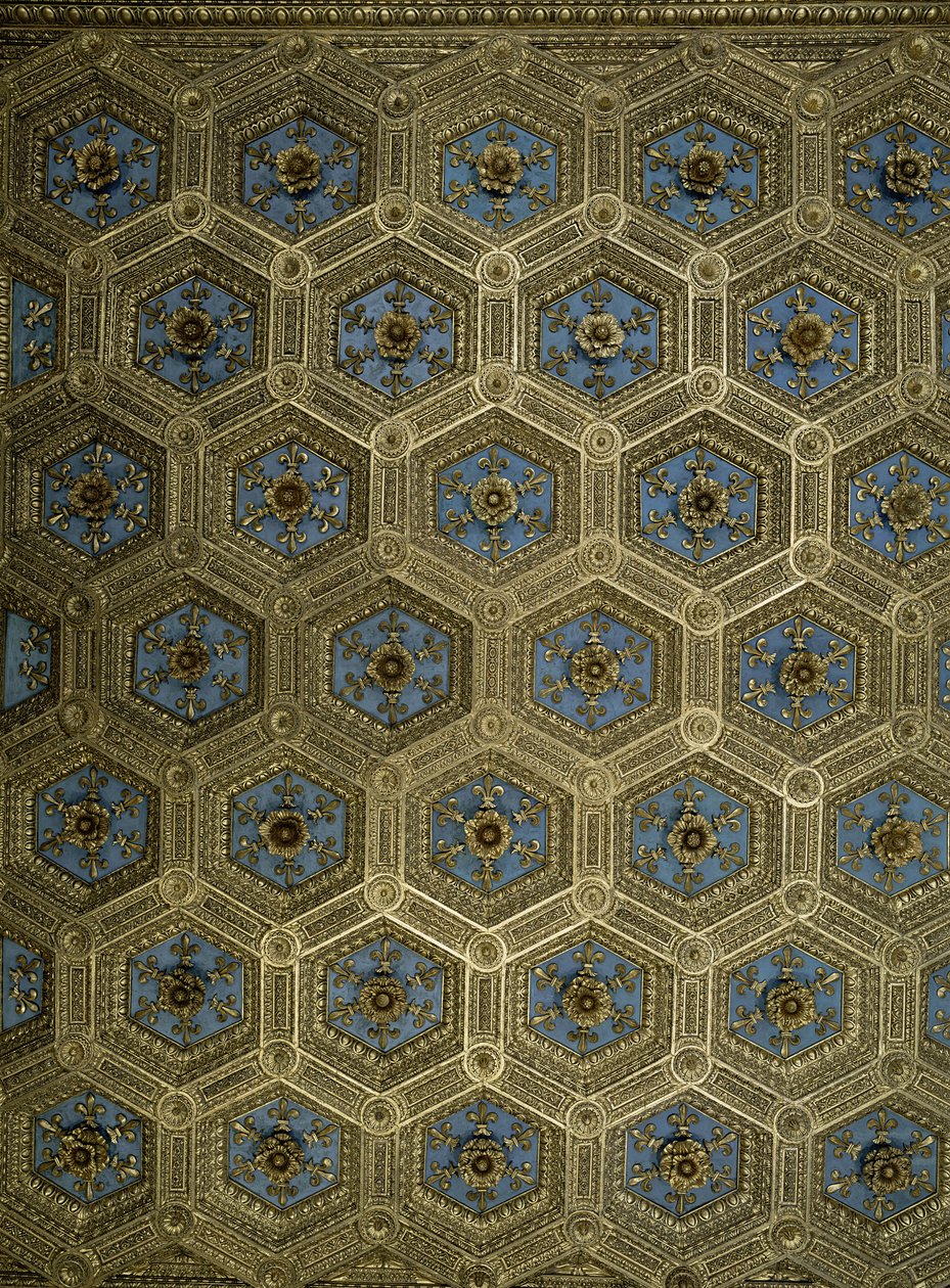 Loftsdekoration af Sala dei Gigli af Benedetto da Maiano