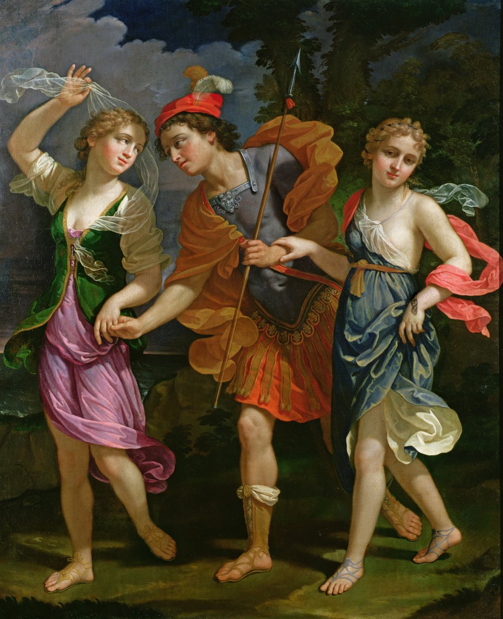 Theseus med Ariadne og Phaedra, kong Minos døtre, 1702 af Benedetto the Younger Gennari