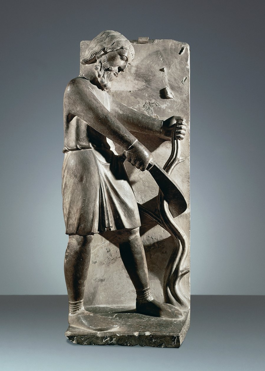 December, statue fra Cycle of Months, Baptistery of Parma af Benedetto Antelami