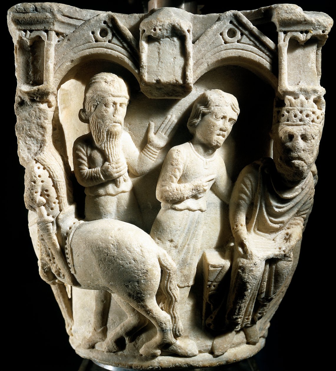 Salomon og Dronningen af Saba, af Benedict Antelami (12.-13. århundrede), hovedstadsrelief, Parma-katedralen, Italien af Benedetto Antelami