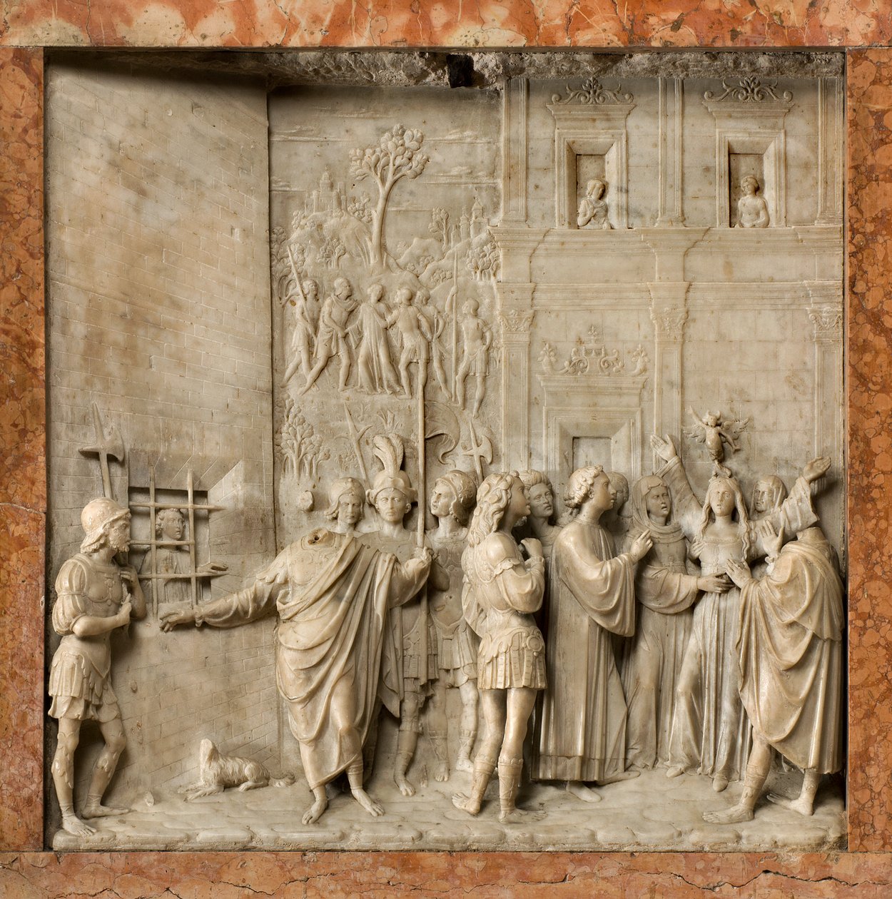 Krypten, de hellige Marcellinus og Peters eksorcists ark, Benedict Briosco 1506-08, Sankt Peter befrier Pauline af Dæmonen af Benedetto Briosco
