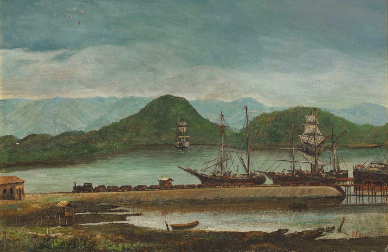 Benedito Calixto - havnen i Santos, SP, 1888 af Benedito Calixto