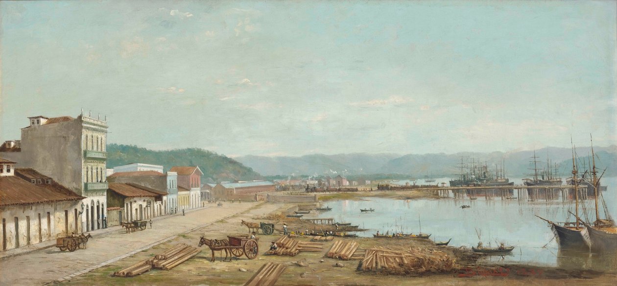 Benedito Calixto - Konsulatets havn i Santos, SP, 1887 af Benedito Calixto