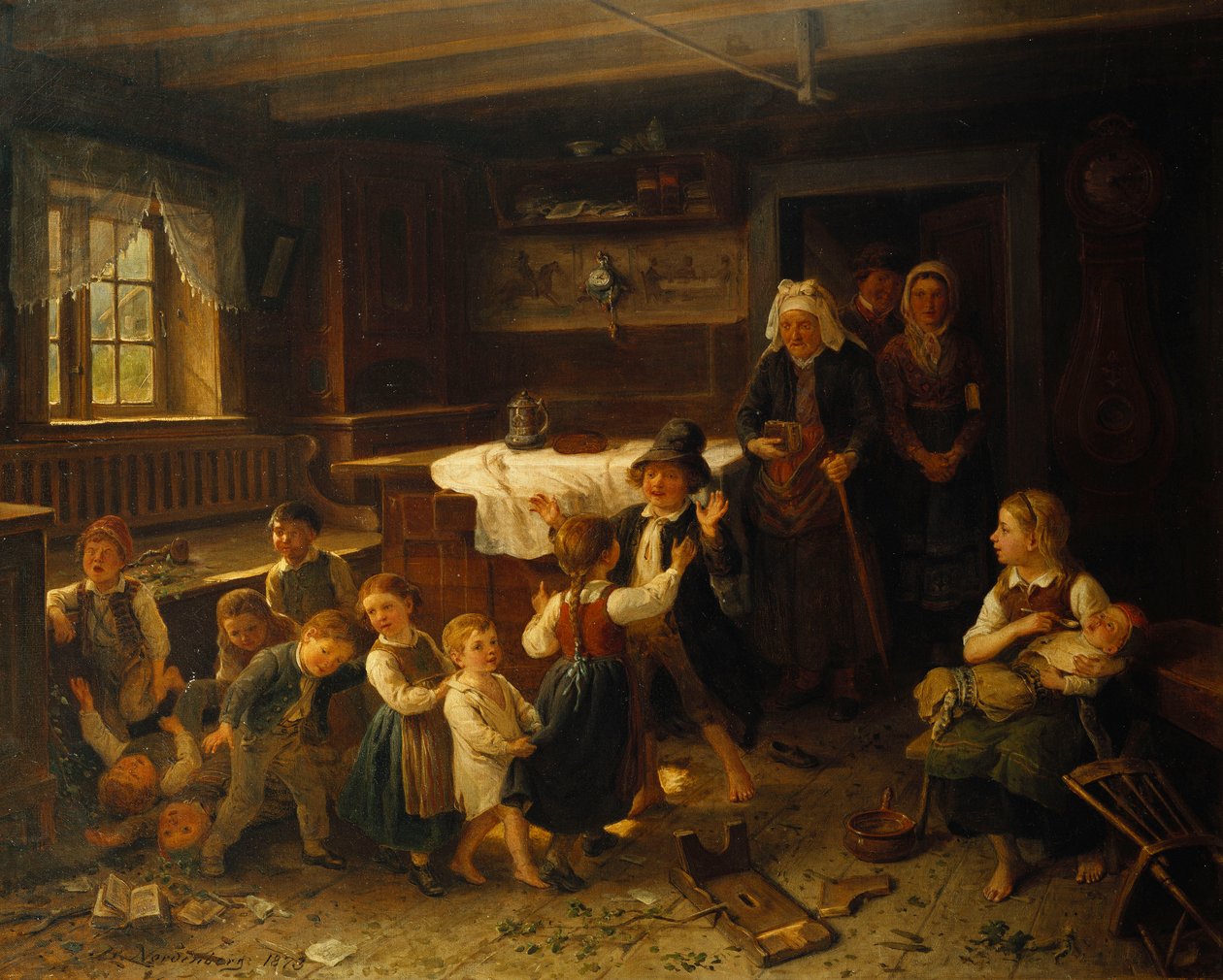 Børn leger i et interiør, 1873 af Bengt Nordenberg