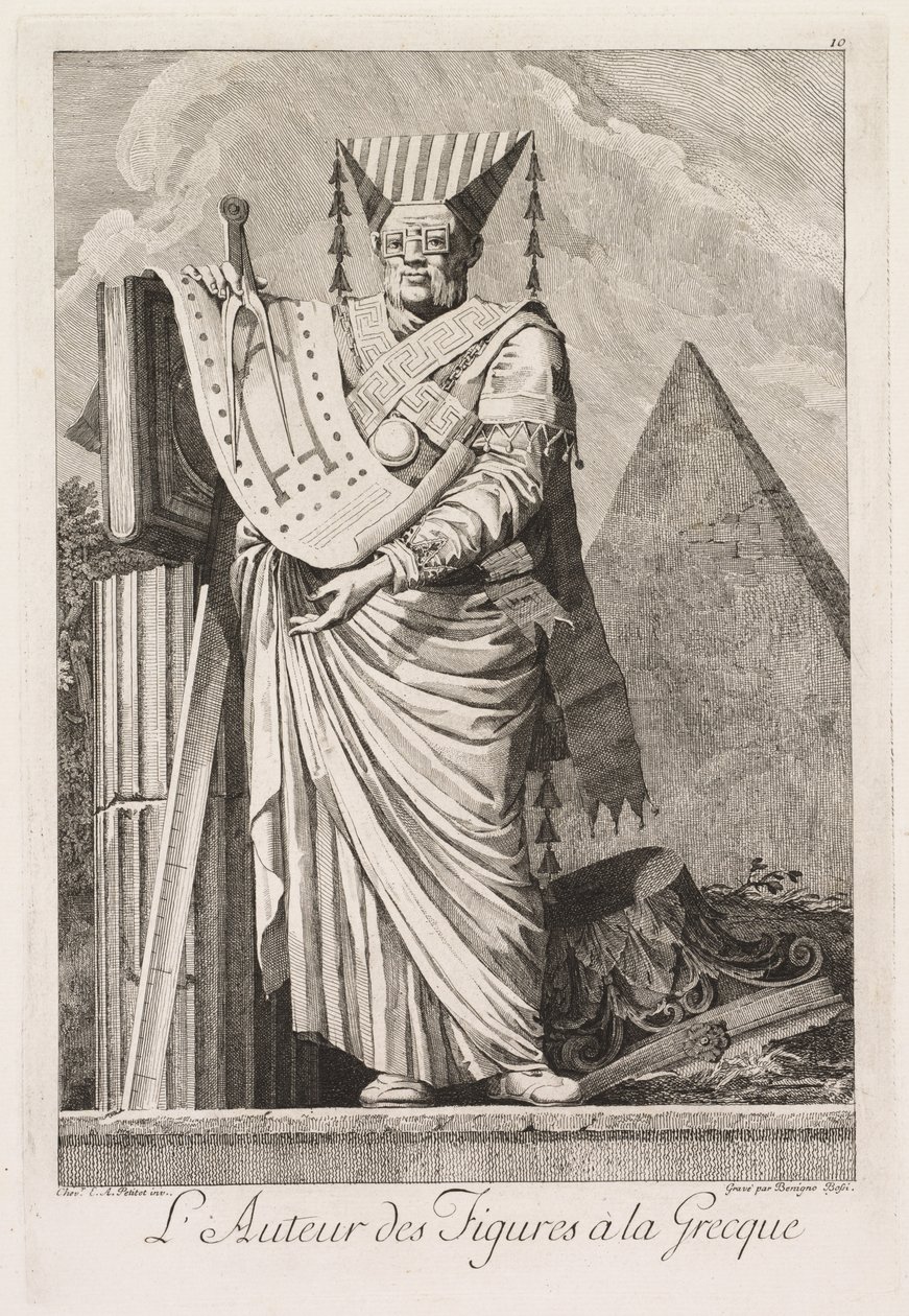 Masquerade à la Grecque: Forfatteren af ​​pladegræske figurer 10, 1771. af Benigno Bossi