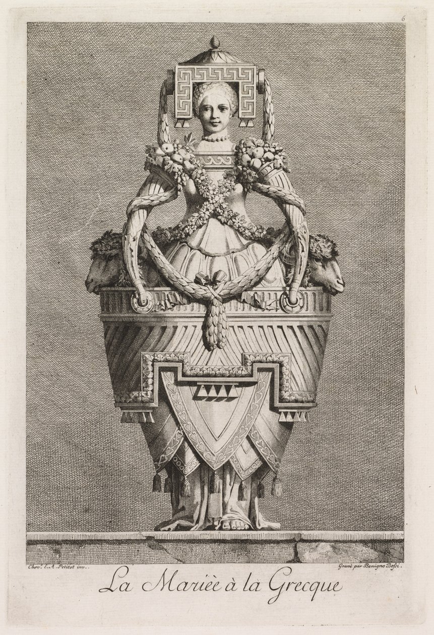 Græsk maskerade: The Greek Bride Plate 6, 1771. af Benigno Bossi