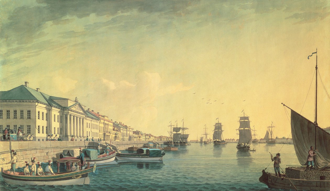 The English Embankment af Senatet, 1801 (wc og blæk) af Benjamin Patersson