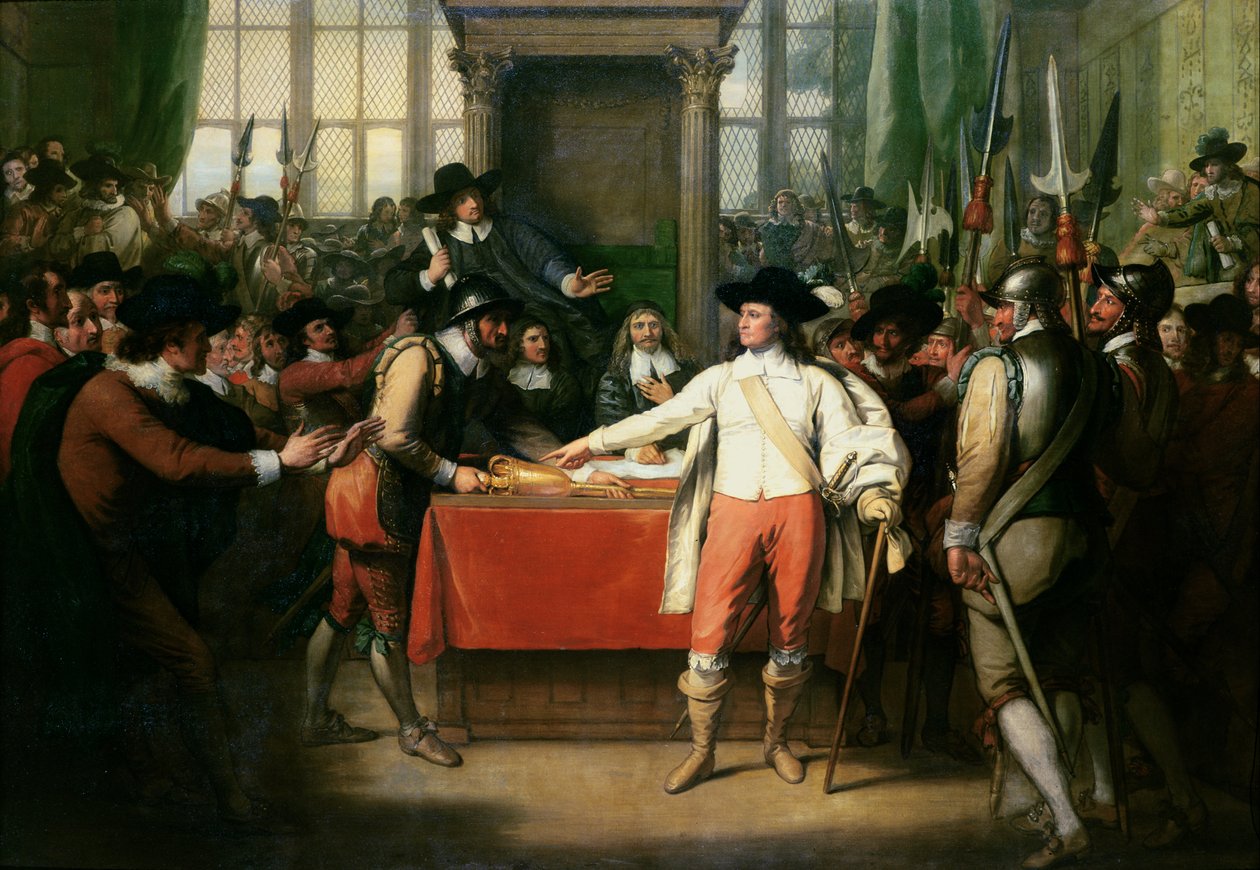 Cromwell opløser det lange parlament af Benjamin West
