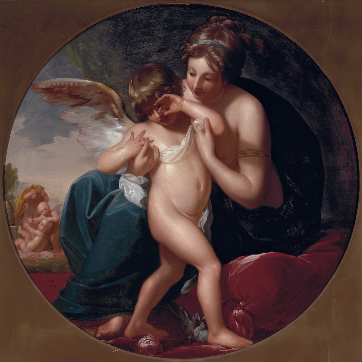 Amor, stukket af en bi, elskes af sin mor, 1774 af Benjamin West