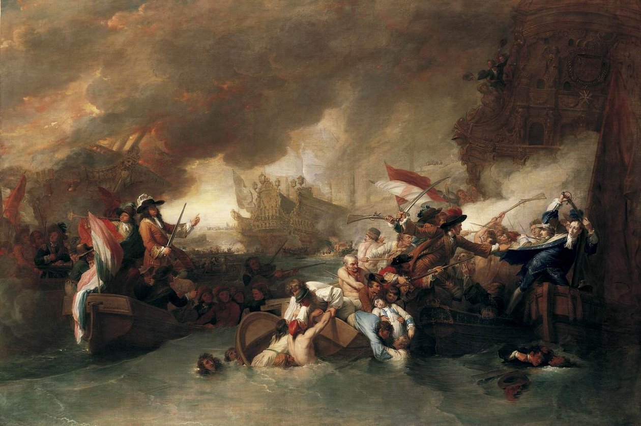 Engelsk: Slaget ved La Hogue af Benjamin West