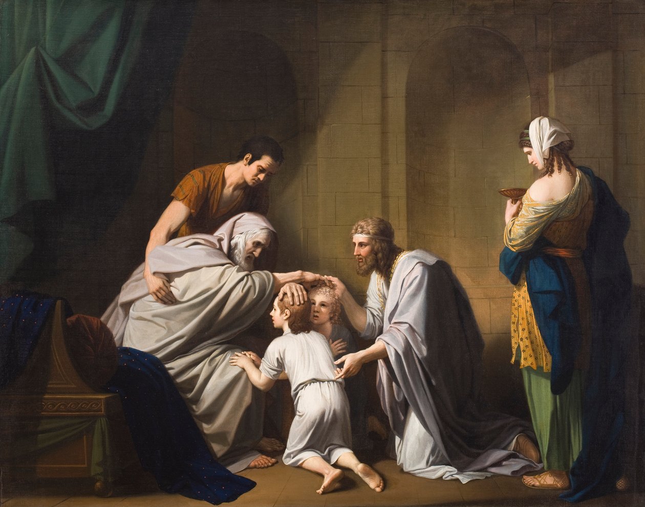 Jacob Blessing Efraim og Manasse, 1766-68 af Benjamin West