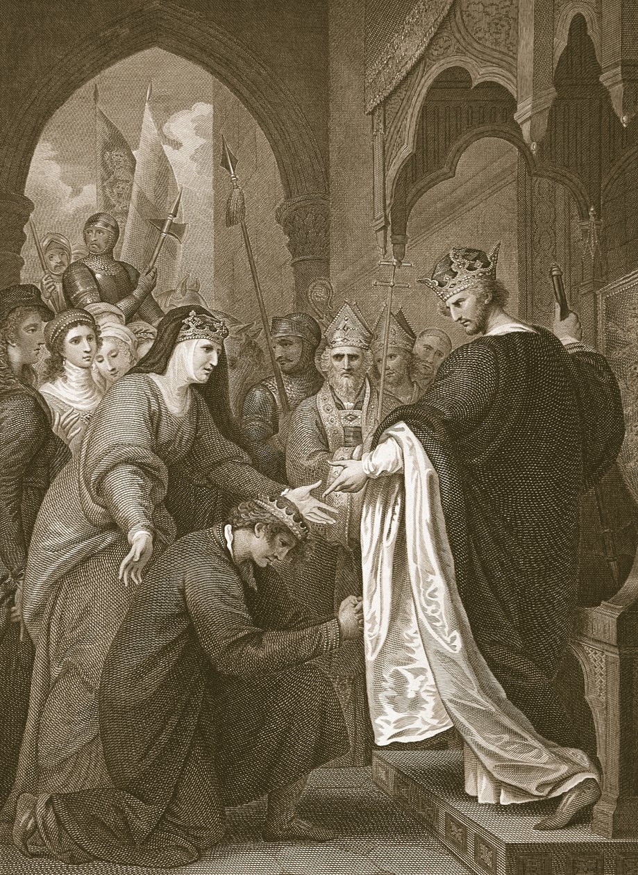 P.Johns indlæg til Richard I, indgraveret af J. Stow, illustration fra David Humes 