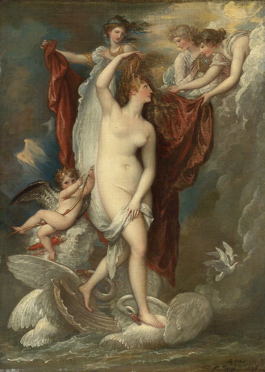 Venus ved sin fødsel klædt af de tre gratier af Benjamin West