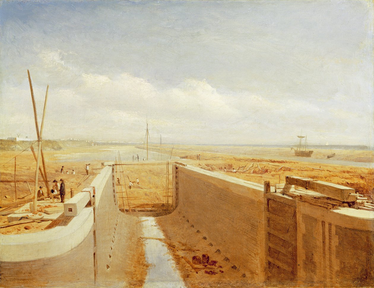 Kanal under opførelse, muligvis Bude-kanalen, ca. 1840 af Benjamin Williams Leader