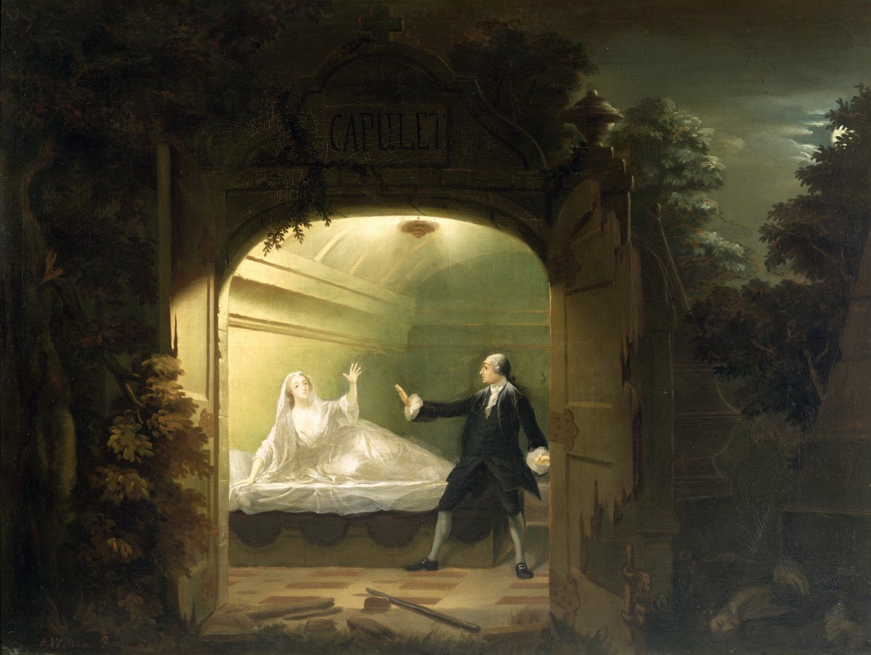 David Garrick (1717-79) og George Anne Bellamy (ca. 1727-88) i Romeo og ...