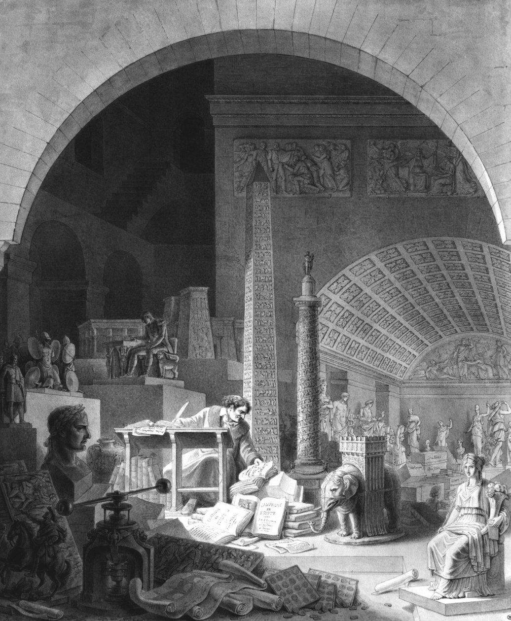 Dominique Vivant Denon (1747-1825) katalogiserer Louvre-samlingen af Benjamin Zix
