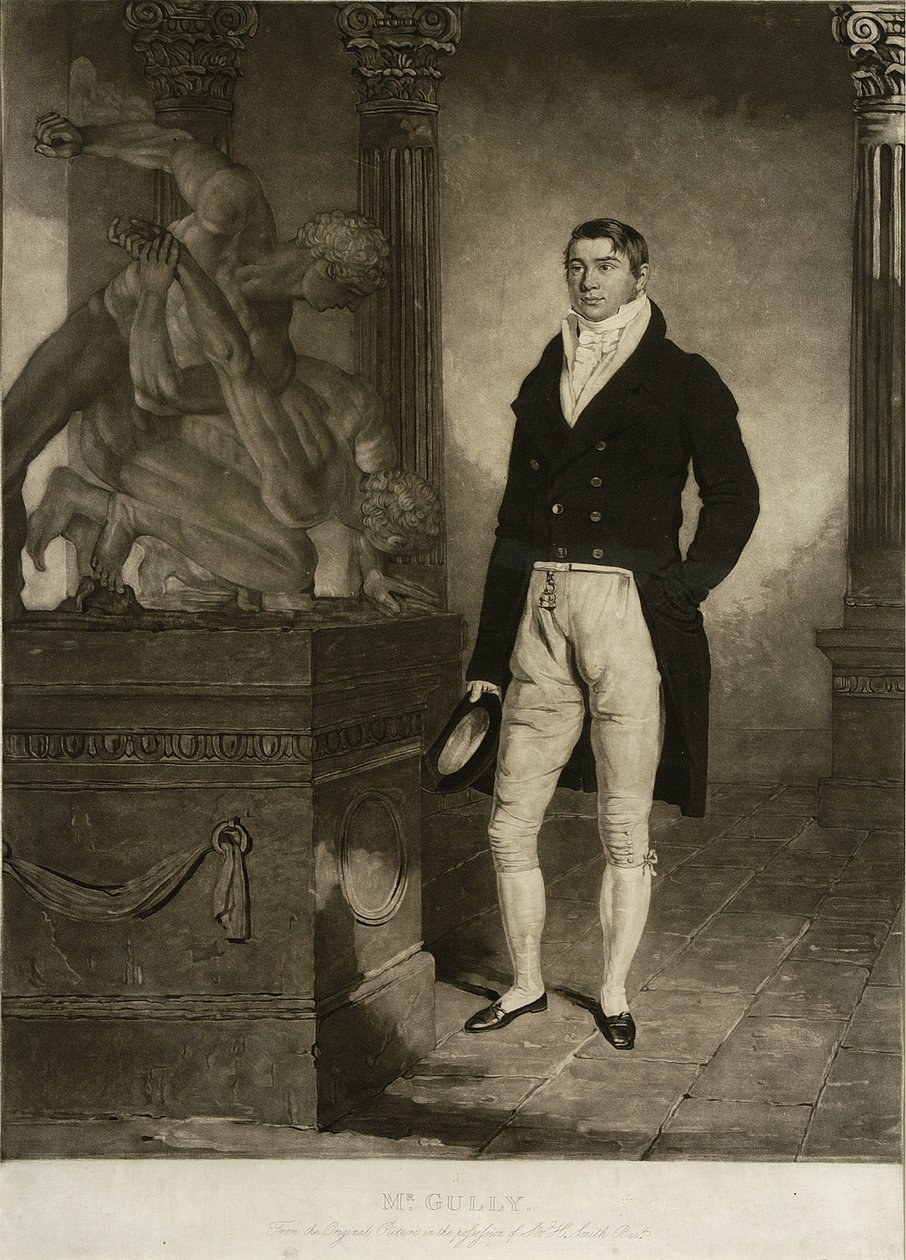 Mr Gully, graveret af Charles Turner (1774-1857) (mezzotint) af Benjamin (after) Marshall