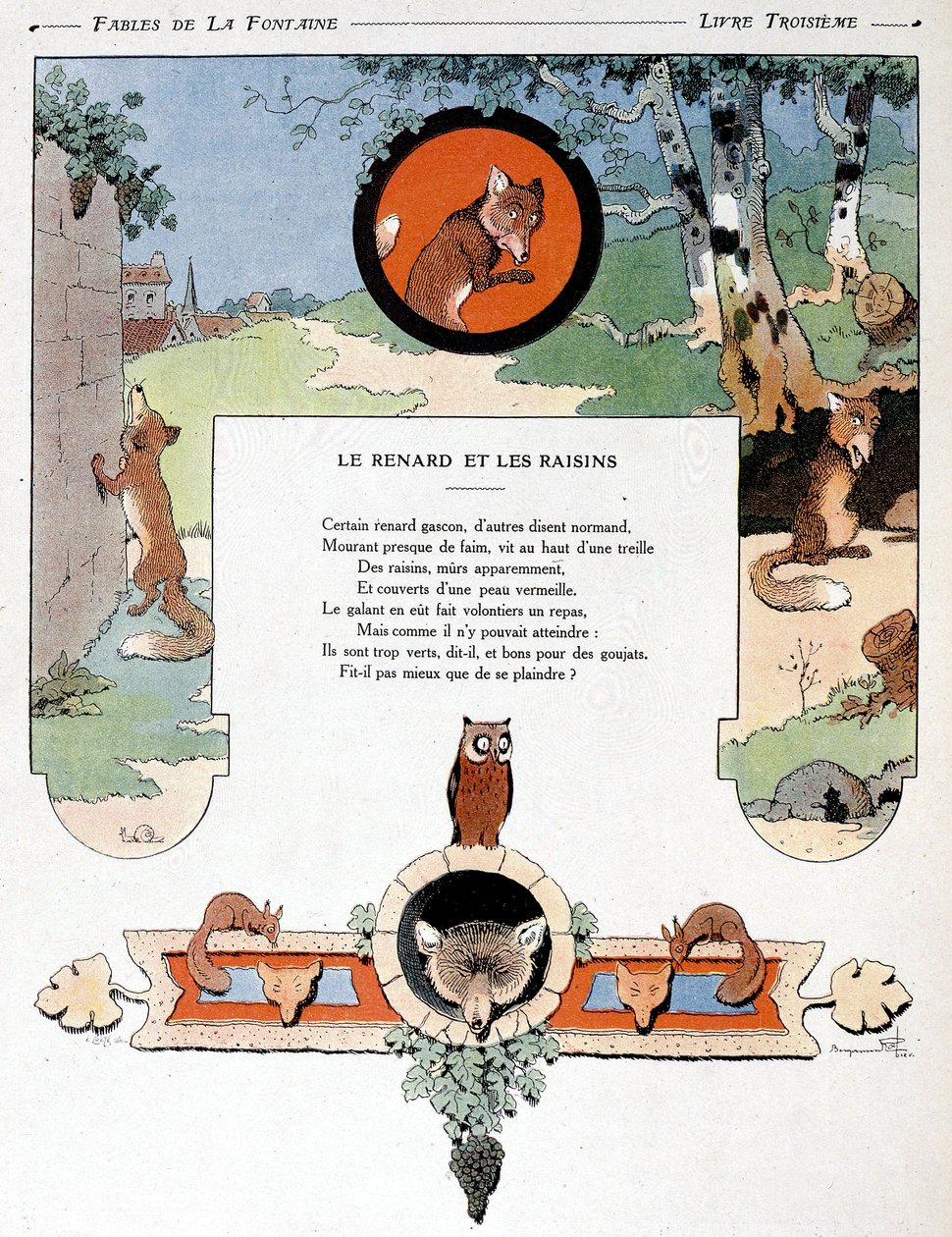 Ræven og druerne, illustration fra 
