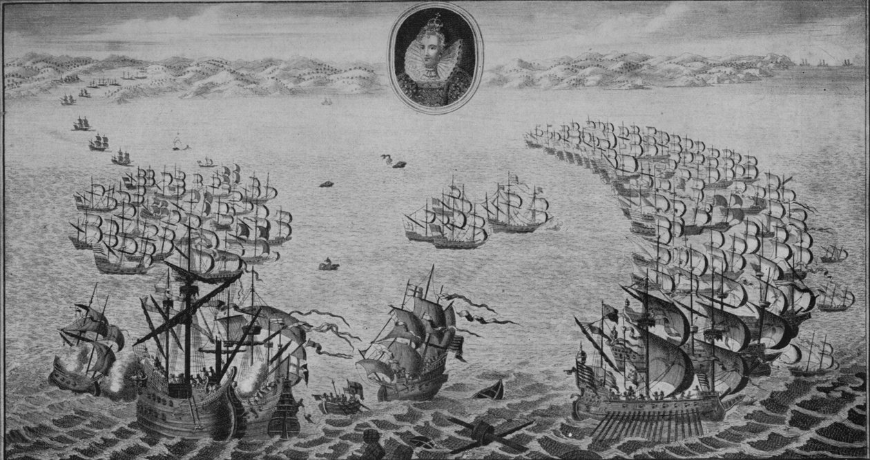 Den spanske armadas nederlag, 1745 af Benjamin Cole