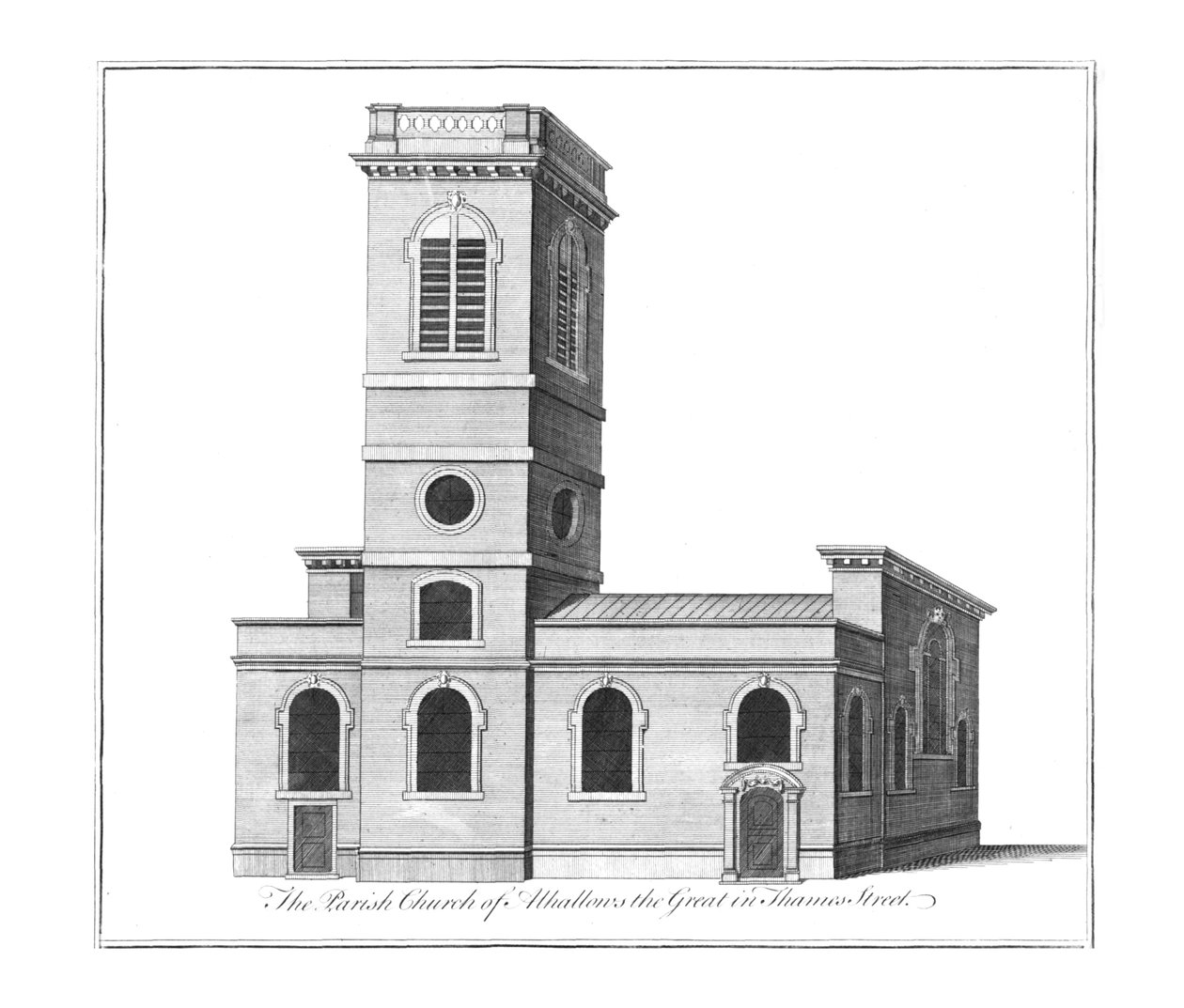 Parish Church of Alhallows the Great i Thames Street., c1772 af Benjamin Cole