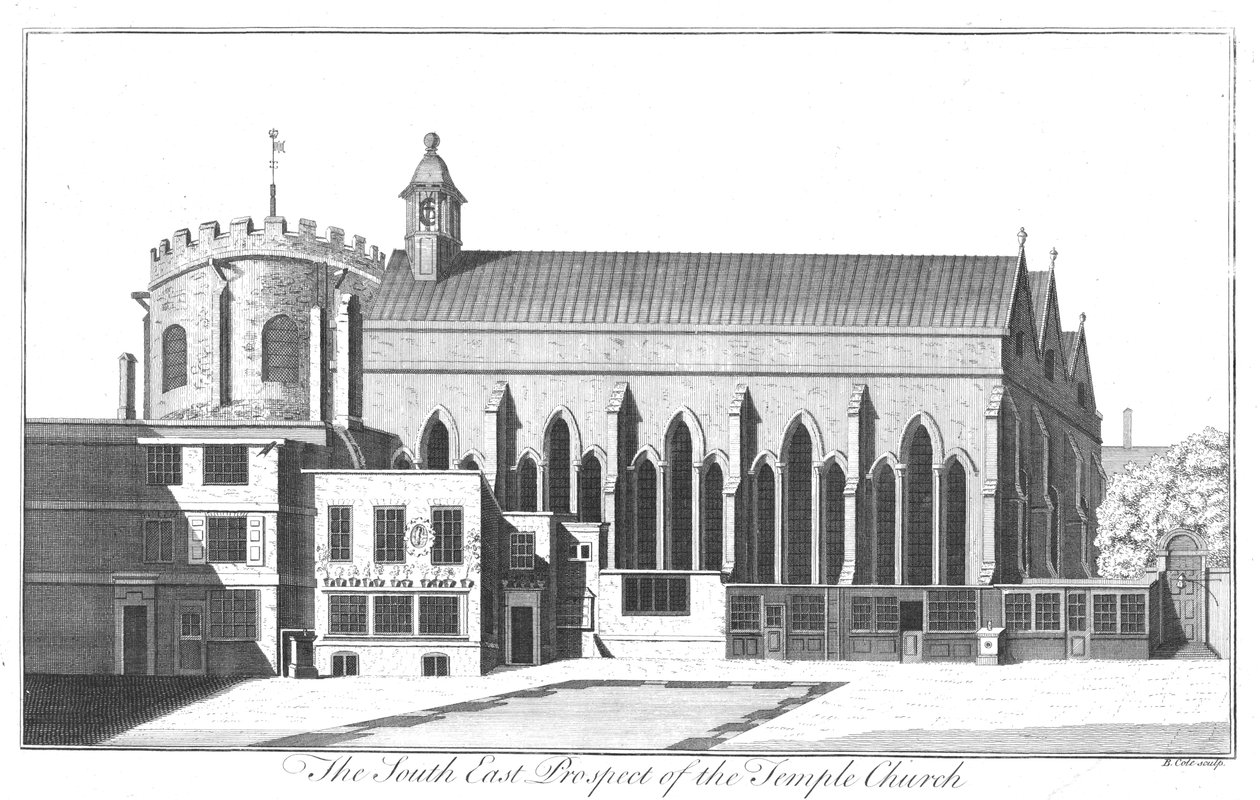 The South East Prospect of Temple Church, c1737 af Benjamin Cole