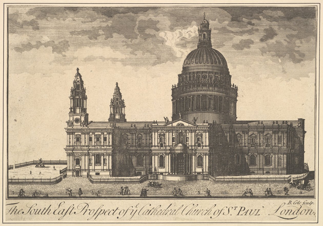 The South East Prospect of Cathedral Church of St. Paul, London Overtons Prospects, 1720-30. af Benjamin Cole