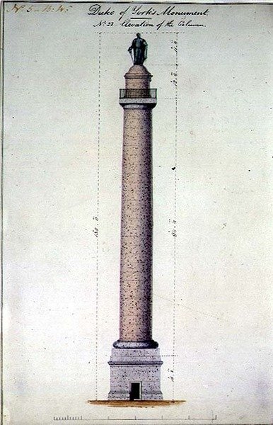 Højde af Duke of Yorks monument, Carlton Gardens, London af Benjamin Dean Wyatt