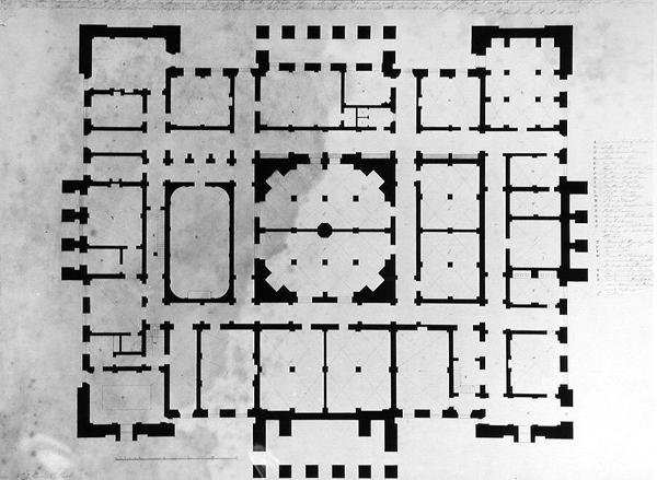 Plan over kælderetagen i et hus af Benjamin Dean Wyatt