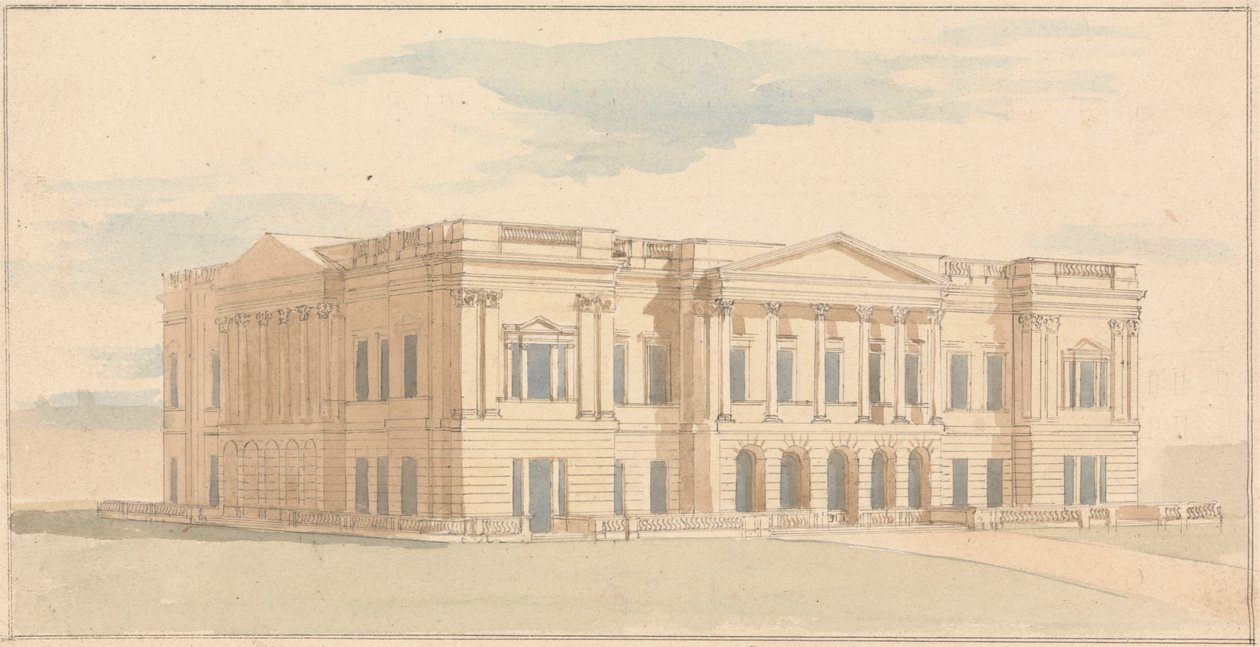 York House, London: Perspektiv udsigt over vestfronten af Benjamin Dean Wyatt