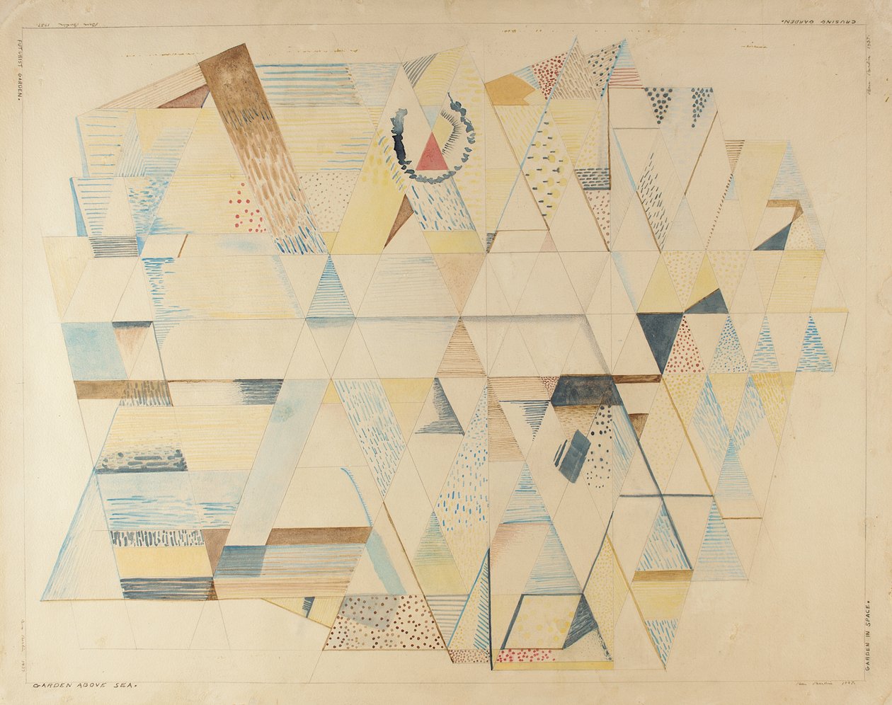 Futuristisk have, 1937 (akvarel på papir) af Benjamin F. Berlin