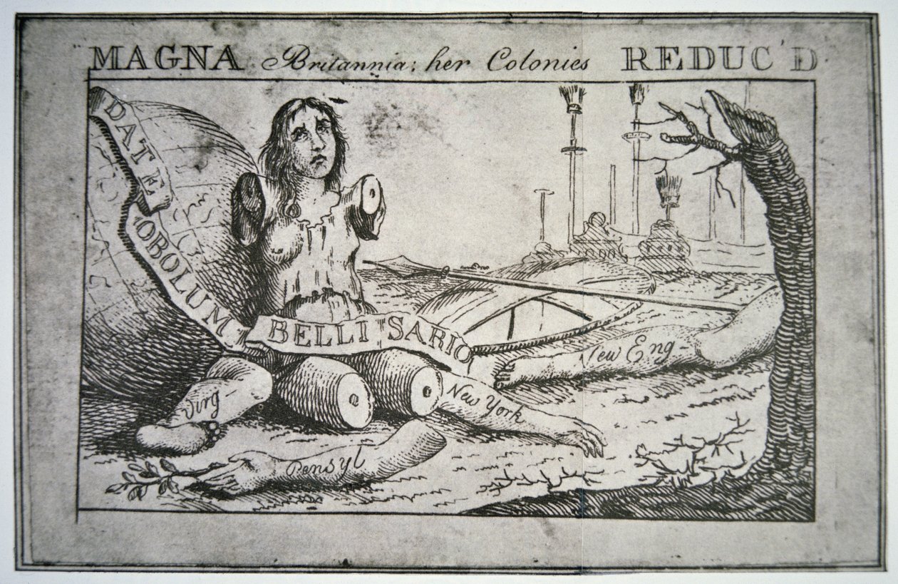 Magna Britannia: hendes kolonier reduceret (litografi) af Benjamin Franklin