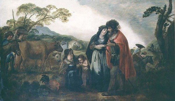 Laban og Rebecca (panel) af Benjamin Gerritsz. (after) Cuyp