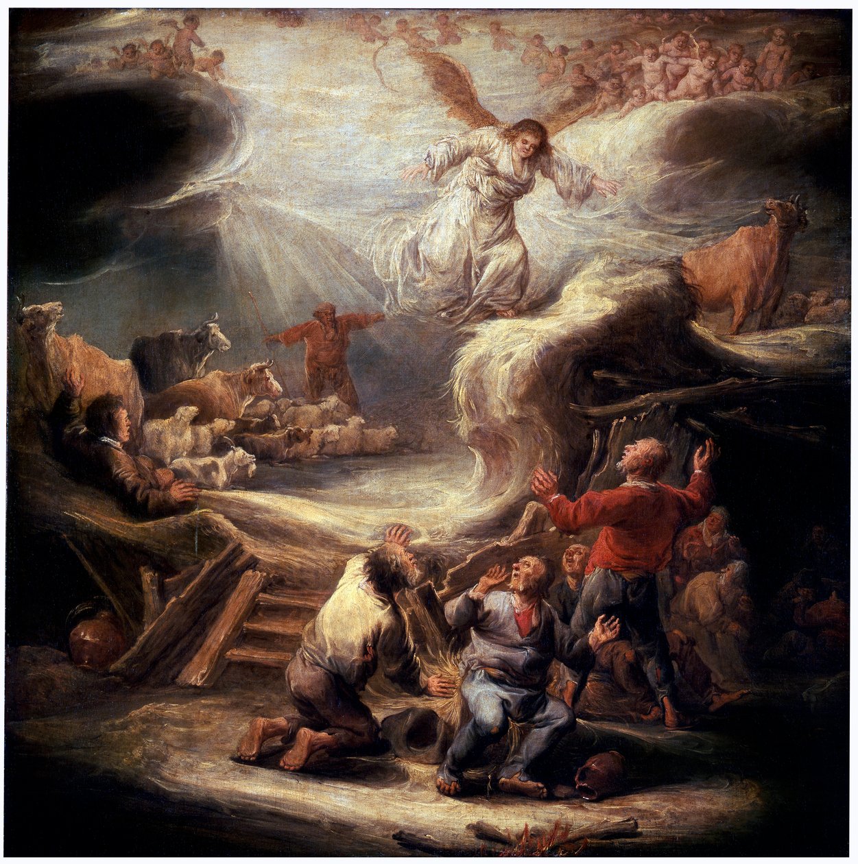 Bebudelsen til hyrderne, 1600-tallet. af Benjamin Gerritz Cuyp