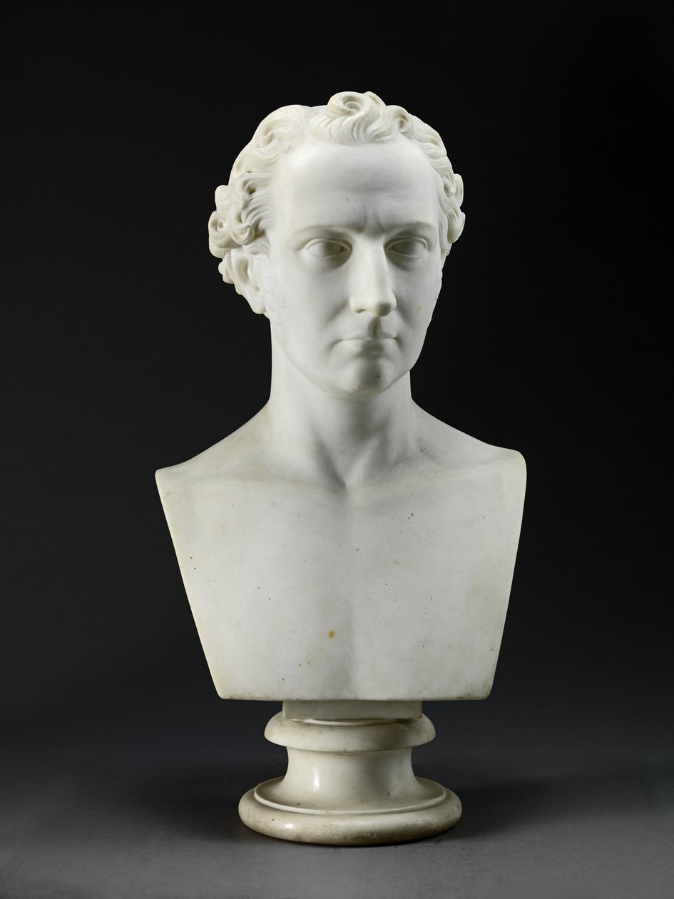 Portrætbuste af kunstnerens bror, billedhuggeren, John Gibson (1790-1866) 1837-38 (Carrara-marmor) af Benjamin Gibson