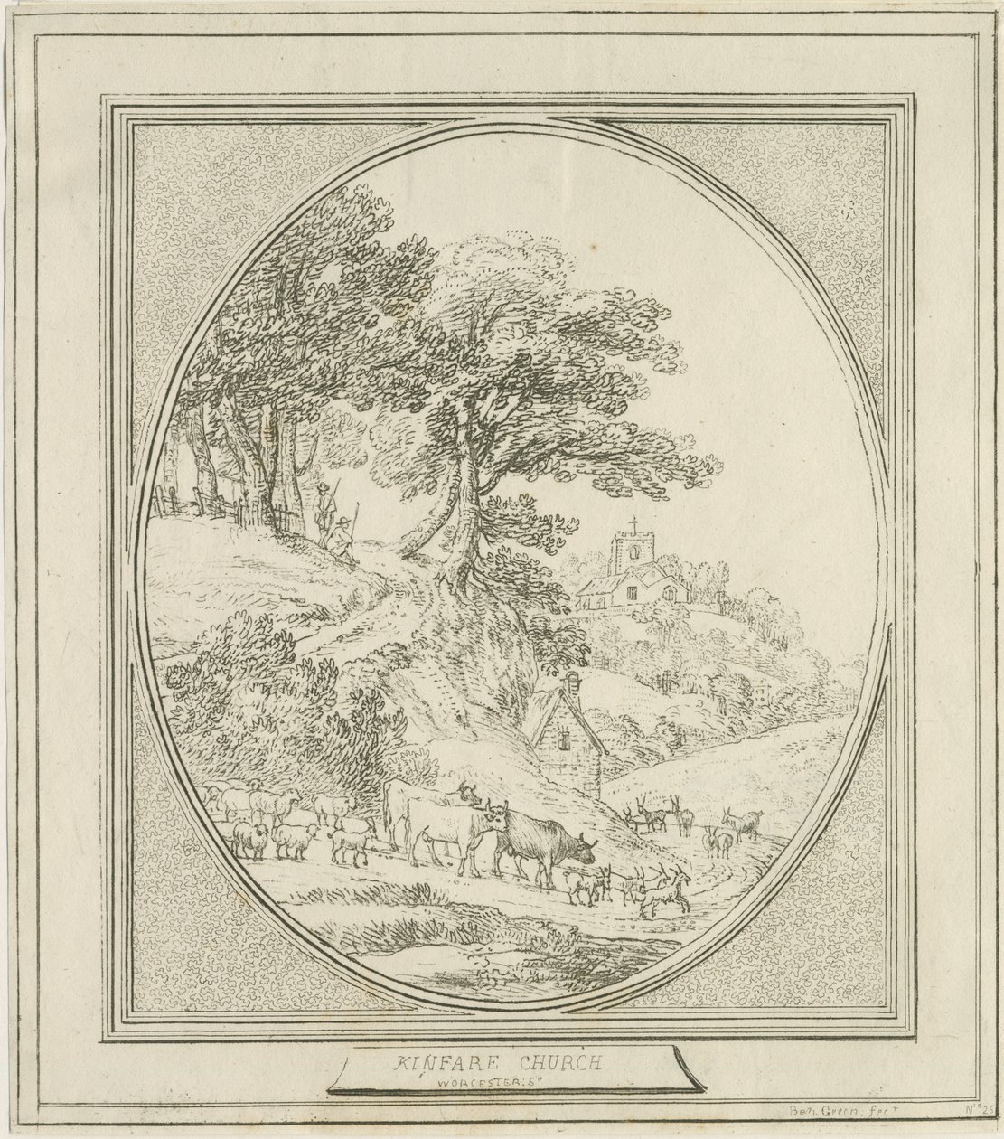 Kinver Church: radering og [?1700-tallet] af Benjamin Green