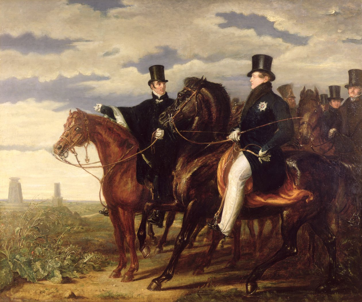 Hertugen af Wellington beskrev Field of Waterloo til kong George IV (1762-1830) 1844 af Benjamin Haydon