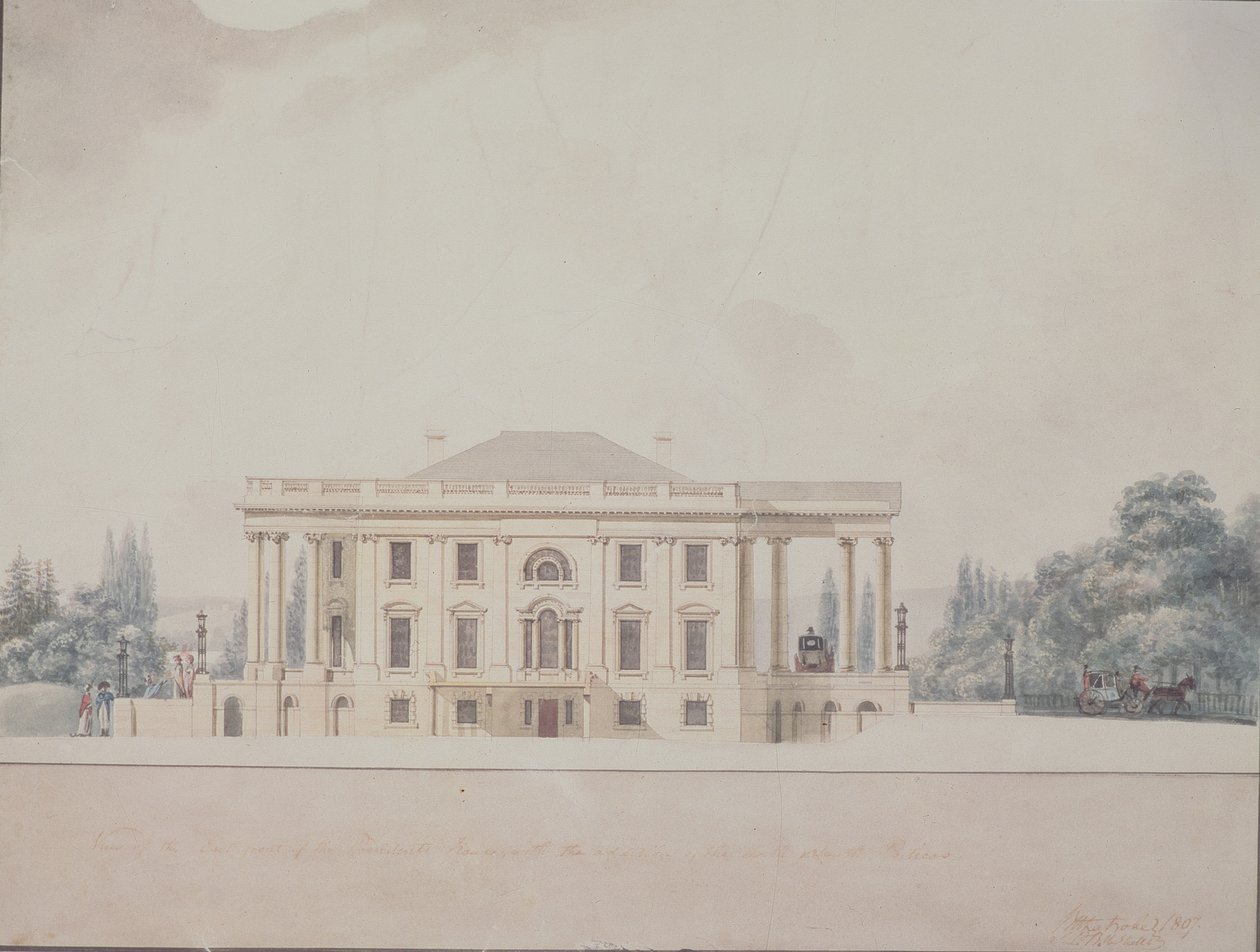 Den sydlige portik af præsidentens hus, 1807 af Benjamin Henry Latrobe