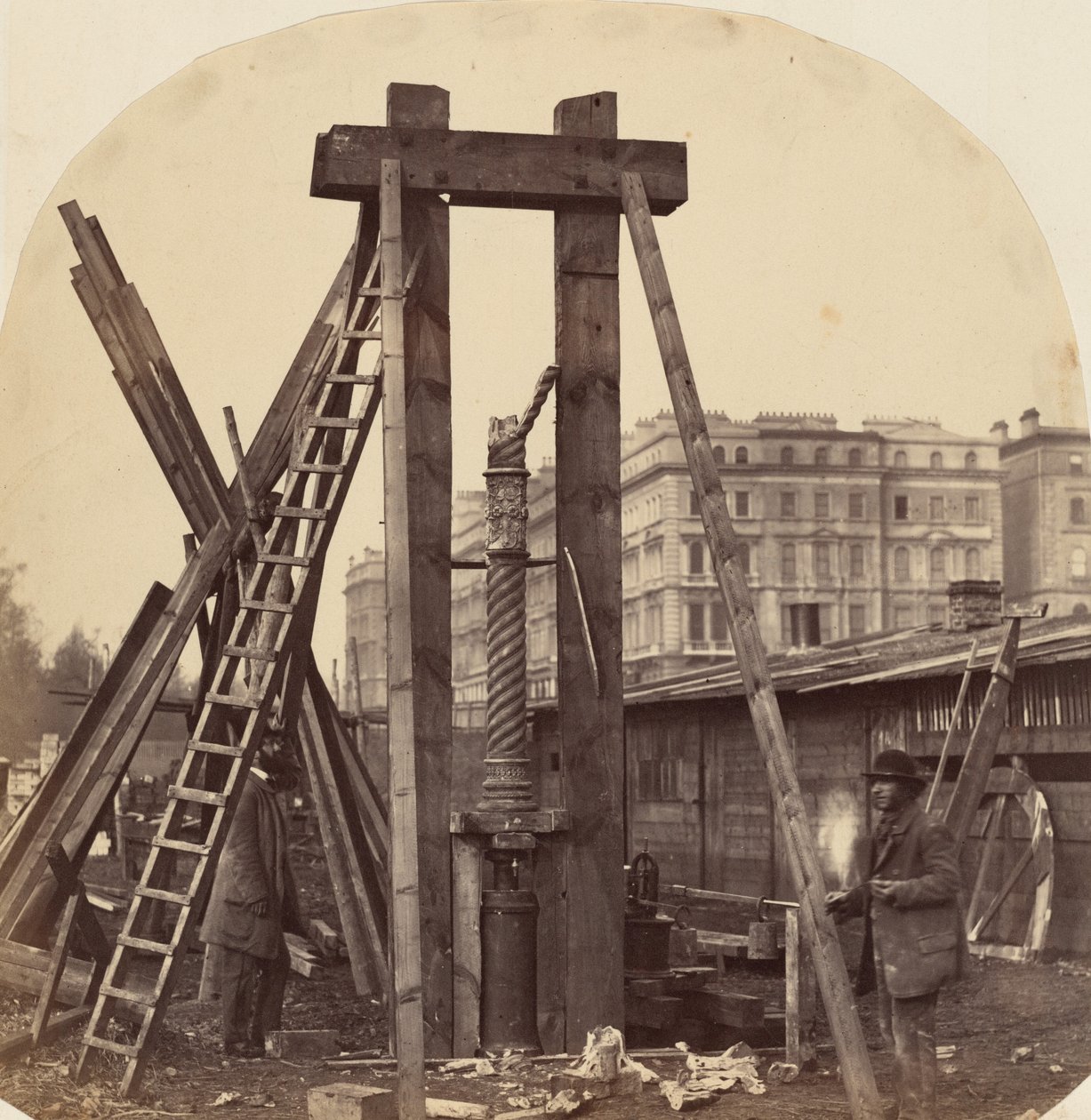 Opførelsen af den internationale udstilling i 1862 i South Kensington, 1862 (foto) af Benjamin L. Spackman