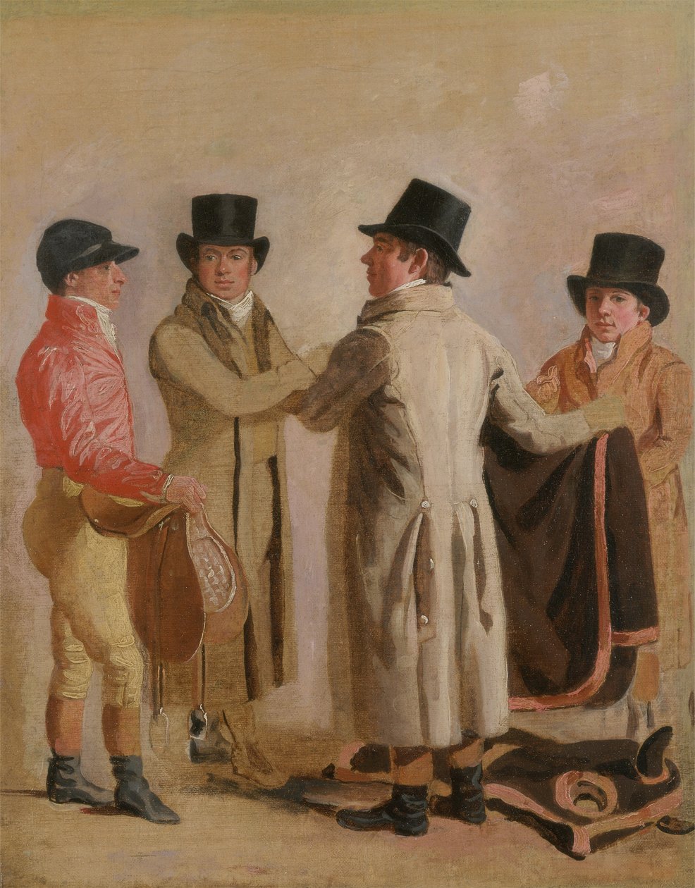 Frank Buckle, John Wastel, Robert Robson og en stabil dreng (olie på lærred) af Benjamin Marshall