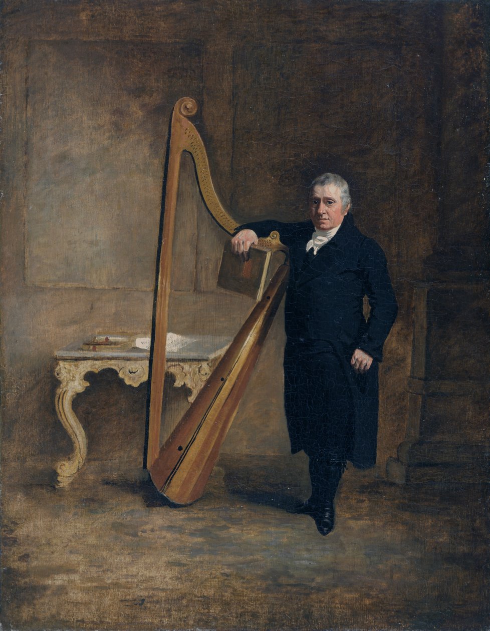 Harpespiller hos Corbet-familien i Griffith Owen, ca. 1812 (olie på lærred) af Benjamin Marshall